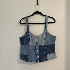 GAP Light Blue Smocked Denim Top